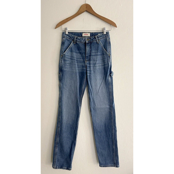 Wrangler Jeans 2 - 26 x 32 Mid Rise Loose Straight Cargo Pocket Logo Pockets - Picture 1 of 8